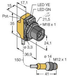 Turck 3075200 QS18VP6FQPMA Czujnik światłowodowy 1 szt. (D x S x W) 36.9 x 15 x 35 mm