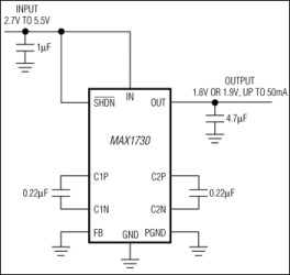 50mA, Regulated, Step-Down Charge Pump for 1.8V or 1.9V Logic