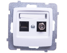 KARO Gniazdo komputerowo-antenowe białe GPKA-S/K/m/00