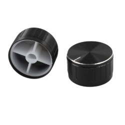 Gałka potencjometru 20mm oś 6mm ścięta czarna aluminium GCL20S.