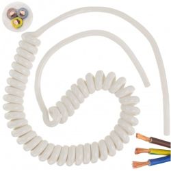 Przewód OMY spiralny 3x1mm2 kabel H03VVH8-F biały 0,3m / 1,4m