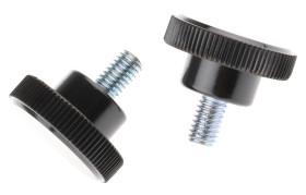 Pokrętło mocujące M6 długość gwintu: 10mm średnica pokrętła 26mm średnica gwintu: 6mm Wersja radełkowana Kołek