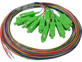 Pigtail światłowodowy FO SM SC/APC 9/125 Easy Strip 1m Zestaw 12 sztuk kolorowe