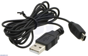 Pololu Thin (2mm) USB Cable A to Mini-B, 5 ft., Low/Full-Speed Only