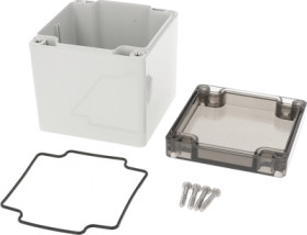 PC enclosure, (L x W x H) 89 x 89 x 89 mm, light gray (RAL 7035), IP66, 1554EE2GYSL