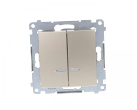 Simon 54 Łącznik bryzgoszczelny świecznikowy IP44 z podświetleniem, szybkozłącza, złoty mat DW5BL.01/44