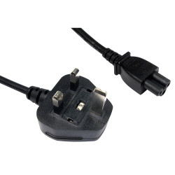 TruConnect 16-1721 1.8m UK Plug IEC C5 (clover leaf) Black Mains Lead