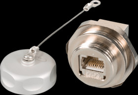 IP67DFKRJ45FL Metal adapter, M25, RJ45