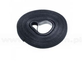 Taśma rzepowa, dwustronna, czarna, 10mm x 5m