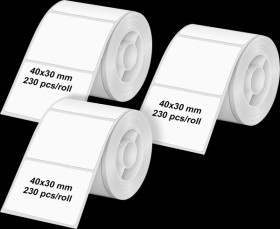 6321 Label roll, 40 mm x 30 mm, pack of 3, white
