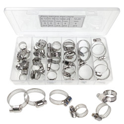 Zestaw Zaciskowych Stalowych Opasek Obejma Ślimakowa Mix 6-29mm 40sztuk