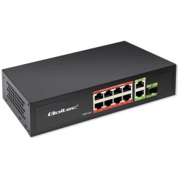 Qoltec Przełącznik sieciowy SWITCH FAST Ethernet PoE 8x RJ45 PoE 2x RJ45 Uplink 1x SFP 120W 1000 Mb