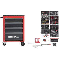 Gedore RED 3301668 Tool Set in the MECHANIC red workshop trolley, 166 pieces