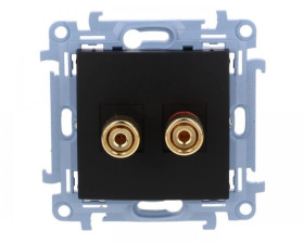 Simon 10 Gniazdo głośnikowe pojedyncze -1 kolumna głośnikowa (moduł). Przekrój przew. dla wyjścia 6 mm2 czarny mat CGL2.01/49