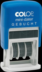 Stamp, date, "Gebucht"