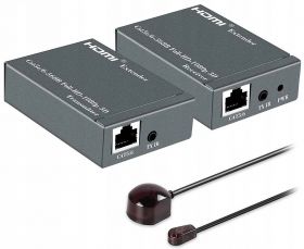 Przedłużacz/rozdzielacz HDMI + IR po kablu LAN kat. 5e/6 (extender+splitter) aktywny 60m