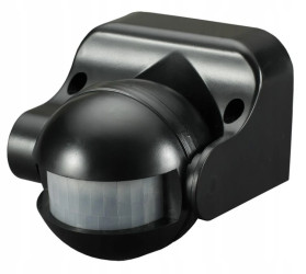 Czujnik ruchu / zmierzchu PIR zewnętrzny LED czarny 180stopni 6S-CR1-B