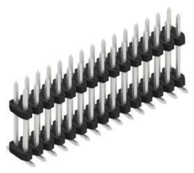 Pin header, 30 pole, pitch 2 mm, angled, black, 10164649