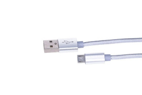 Kabel ze złączem MicroUSB do smartphonów ANDROID, 2A, długość 1M, Wzmocniony oplotem, Srebrny Extralink