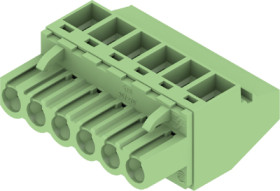 Socket header, 6 pole, pitch 5.08 mm, angled, green, 1362450000
