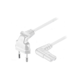 Kabel zasilający 0,7m kątowy sieciowy, Biały