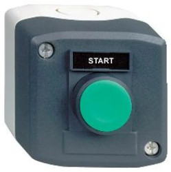 Kaseta ciemnoszara, 1 ziel. przycisk kryty O22, z sam. powr., 1NO Start XALD101H29