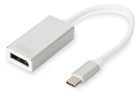 Adapter graficzny DisplayPort 4K 30Hz na USB-C aluminiowy srebrny dł. 20cm DA-70844