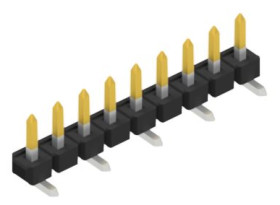 Pin header, 9 pole, pitch 2.54 mm, angled, black, 10059023