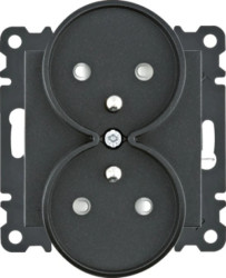 Lumina Gniazdo zasilające z uziemieniem podwójne z przesłoną styków 16A/250VAC czarne WL1343