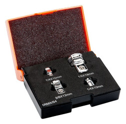 Zestaw narzędzi nastawnych Zestaw adaptera klucza Bahco 1/2 cala, 1/4 cala, 3/8 cala 4 szt. Stal stopowa