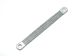 Ground strap, assembled, copper, tin-plated, 16 mm², (L) 100 mm, hole Ø M6, 5-KT016010006C