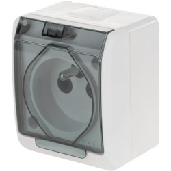 Hermes Gniazdo hermetyczne pojedyncze natynkowe z uziemieniem 16A IP44 z klapką dymną białe GNT 0321-01