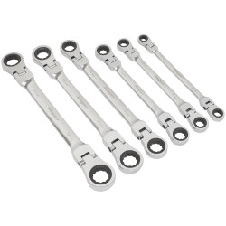 Siegen S0806 Flexi-Head Double End Ratchet Ring Spanner Set 6pc Metric