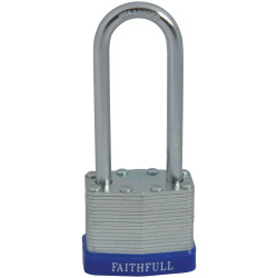 Faithfull QC0140-LS Laminated Steel Padlock 40mm Long Shackle 3 Keys