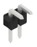 Pin header, 2 pole, pitch 2.54 mm, angled, black, 10052918