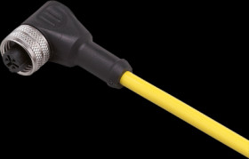 Sensor actuator cable, 1/2&quot; cable socket, angled, C to open end, 3 pole, 5 m, PVC, yellow, 4 A, E10200