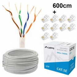 Zestaw kabel sieciowy UTP 5E 6m + 10x RJ45 końcówki