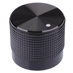 Black Aluminium Clad 20mm Turning Knob 6mm Splined KM20B
