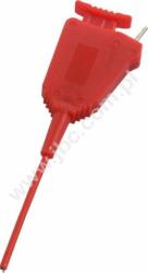 6606-080-RT Klips mini SMD, pazurk. przyłącze kołkowe 0,8mm, czerwony, elastyczny, L=53mm, raster 0,8mm, 70V=/33V~, 1A, ELECTRO-