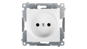 Simon 54 Gniazdo Pojedyncze B/U 16A Ip20 Z Przesłoną Torów Białe Dg1z.01/11
