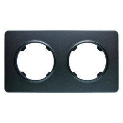 Ramka podwójna, plastikowa, czarna, OVAL Electromalt, OVA1002B