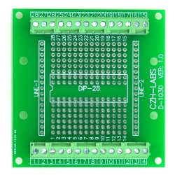 DIP-28 Component to Screw Terminal Block Adapter Board, DIP28 PCB.