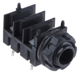 Złącze Jack 6,35 mm Żeński Stereo Montaż na płytce drukowanej Czarny 5A