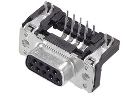 Złącze D-Sub 9-pinowe Żeński Kątowy Lutowanie falowe raster 2.54mm