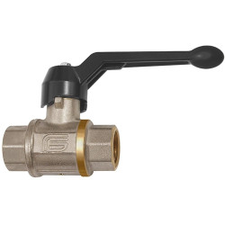 Ball valve, L 52 mm, 12 bar, brass, nickel-plated, for pipe systems, 103253