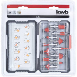 kwb 757295 router set 12-piece Carbide-tipped 8mm shank diameter