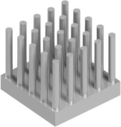 Pin heatsink, (L x W x H) 17.3 x 17.3 x 15 mm, 8.36 to 3.3 K/W, natural aluminum, 10006851