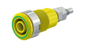 Gniazdo bananowe Gniazdo Gwint M4 Zielony/żółty 32A Staubli rozmiar 4 mm