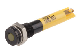 Lampka kontrolna do montażu panelowego 12V dc, Żółta 6mm LED Końcówka lutownicza RS PRO