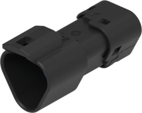 Socket, 3 pole, straight, 2 rows, black, DT04-3P-EP10